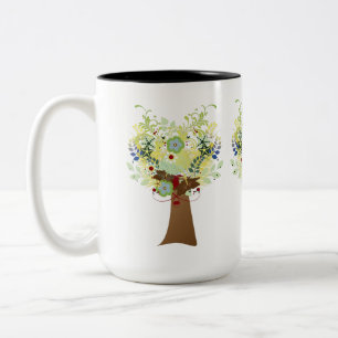 Caneca De Café Em Dois Tons Árvore Flor