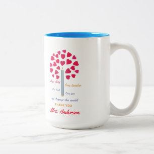Caneca De Café Em Dois Tons Árvore Lápis/Professora Apreciação De Co-Tom D