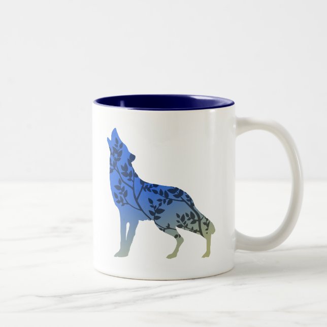 Caneca De Café Em Dois Tons Árvore Lobo (Direita)