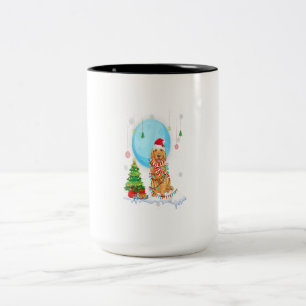 Caneca De Café Em Dois Tons Árvore Luz de Cão-de-Ouro Bonito para Retriever