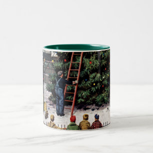 Caneca De Café Em Dois Tons Árvore na praça da cidade
