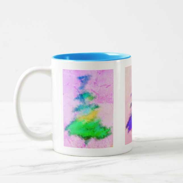 Caneca De Café Em Dois Tons Árvore Natal Mug Baby Blue Interior (Esquerda)