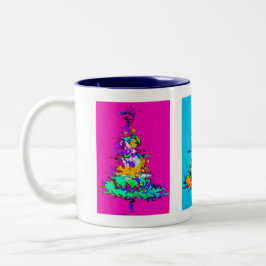 Caneca De Café Em Dois Tons Árvore Natal Mug Dark Interior Azul