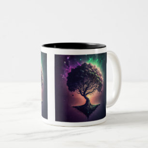 Caneca De Café Em Dois Tons Árvore no espaço Mug de dois tons, 11 oz
