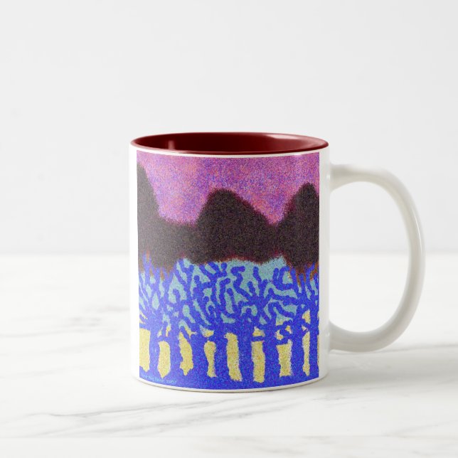 Caneca De Café Em Dois Tons Árvores azuis (Direita)