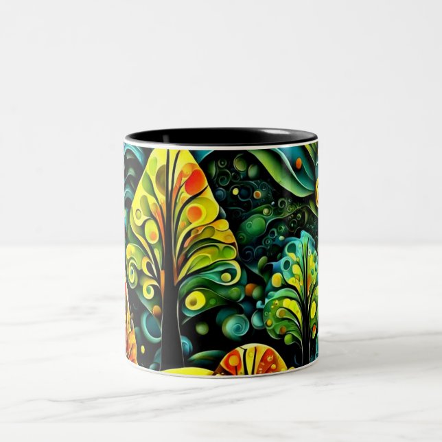 Caneca De Café Em Dois Tons Árvores com céu tempestuoso (Centro)