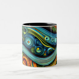 Caneca De Café Em Dois Tons Árvores com nuvens turbulentas