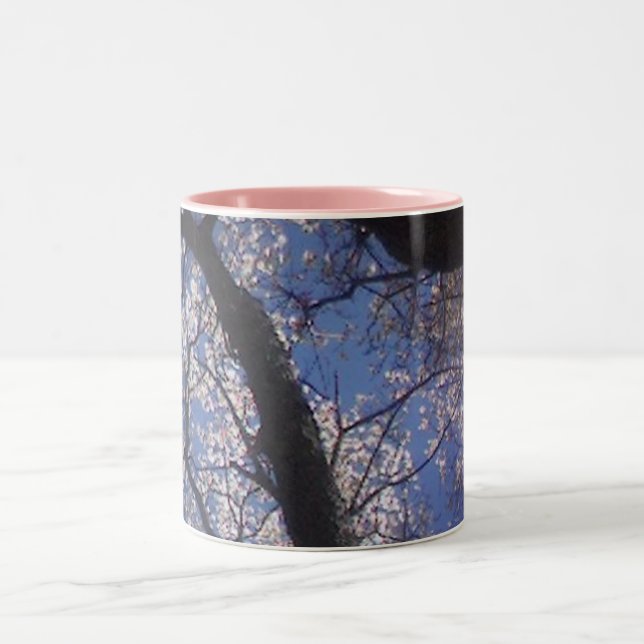 Caneca De Café Em Dois Tons árvores da primavera (Centro)