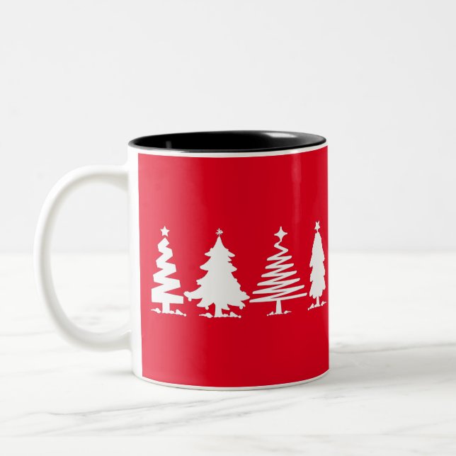 Caneca De Café Em Dois Tons Árvores de Natal (Esquerda)