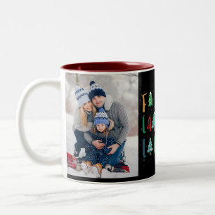 Caneca De Café Em Dois Tons Árvores de Natal bonitas Dão Foto Personalizada Ve