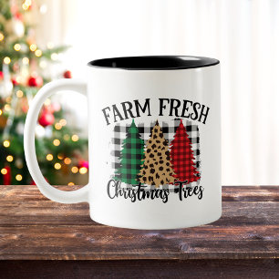 Caneca De Café Em Dois Tons Árvores de Natal de Buffalo e Leopardo Imprimidas