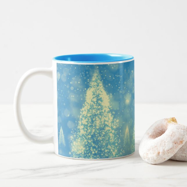 Caneca De Café Em Dois Tons Árvores de Natal Mágicas (Com Donut)