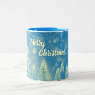 Caneca De Café Em Dois Tons Árvores de Natal Mágicas Feliz Natal