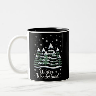 Caneca De Café Em Dois Tons Árvores do Winter Wonderland Natal Família Tripula