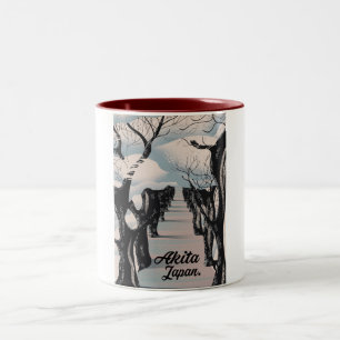 Caneca De Café Em Dois Tons Árvores japonesas da flor de Akida