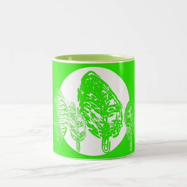 Caneca De Café Em Dois Tons Árvores Verdes e Lâmpadas (Centro)