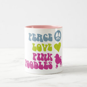 Caneca De Café Em Dois Tons As caniches do rosa do amor da paz agridem,