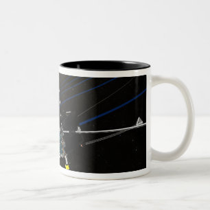 Caneca De Café Em Dois Tons As cinco espaçonaves THEMIS em órbita