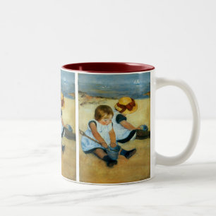 Caneca De Café Em Dois Tons As crianças de Mary Cassatt na praia (1884)