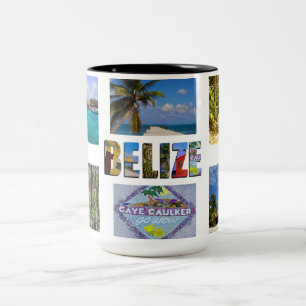 Caneca De Café Em Dois Tons As férias de Belize criam sua própria colagem de