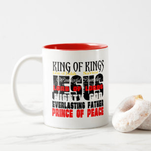 Caneca De Café Em Dois Tons As Nomes De Jesus Isaías 9:6 Camiseta Cristã Tw