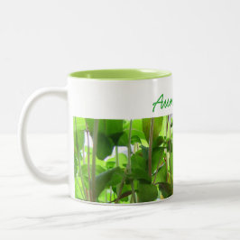 Caneca De Café Em Dois Tons As plantas mantêm-se crescer sementes com nome