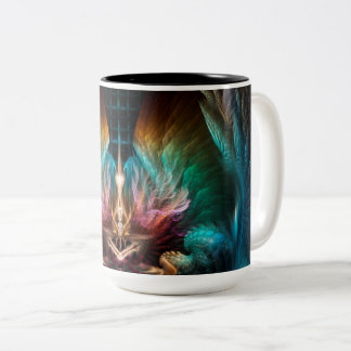Caneca De Café Em Dois Tons Asas Da Arte Da Ala Fractal Artilliana Abstrato