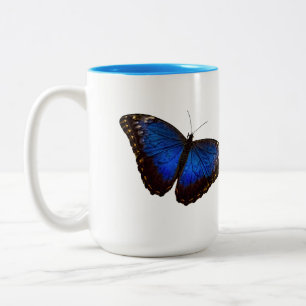Caneca De Café Em Dois Tons Asas de borboleta azul para mamãe