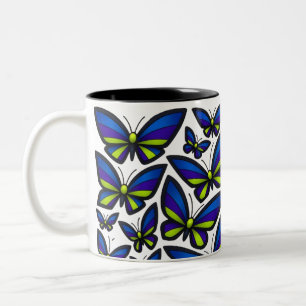 Caneca De Café Em Dois Tons Asas Verdes Azuis Agora