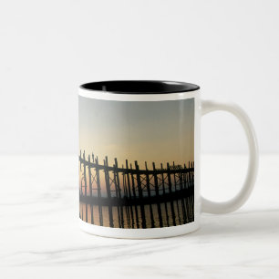 Caneca De Café Em Dois Tons Ásia, Birmânia (Mianmar)  Silhueta da Ponte de U B