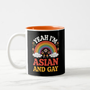 Caneca De Café Em Dois Tons Asiático e Gay Queer Asiático Chinês Coreano Japon