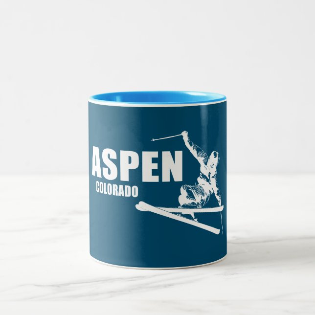Caneca De Café Em Dois Tons Aspen Colorado Skier (Centro)