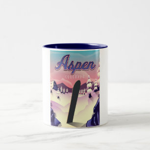 Caneca De Café Em Dois Tons Aspen Colorado Snowboard Poster
