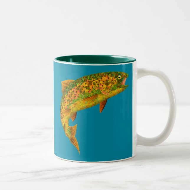 Caneca De Café Em Dois Tons Aspen Leaf Rainbow Trout 2 (Direita)