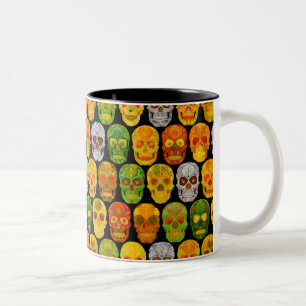 Caneca De Café Em Dois Tons Aspen Leaf Skulls padrão sem falhas 2018