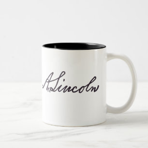 Caneca De Café Em Dois Tons Assinatura de Abraham Lincoln