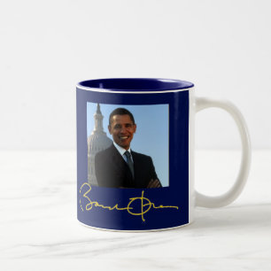 Caneca De Café Em Dois Tons Assinatura do presidente Barack Obama