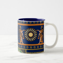 Caneca De Café Em Dois Tons Assíria Vintage Pattern