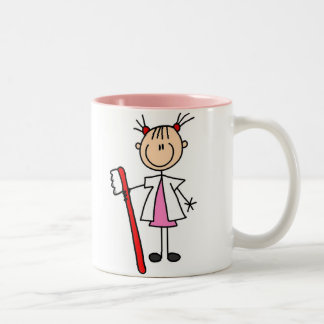 Caneca De Café Em Dois Tons Assistente dental com escova de dentes