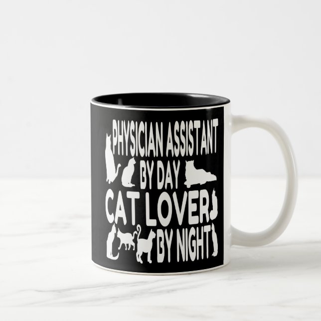 Caneca De Café Em Dois Tons Assistente Médico do Cat Lover (Direita)