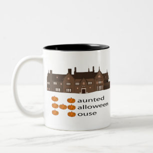 Caneca De Café Em Dois Tons Assombrada Halobetween House Pumpkin