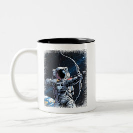 Caneca De Café Em Dois Tons ASTRO ARCHER - Astronauta com Arco e Seta