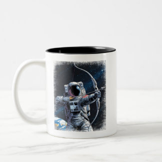 Caneca De Café Em Dois Tons ASTRO ARCHER - Astronauta com Arco e Seta
