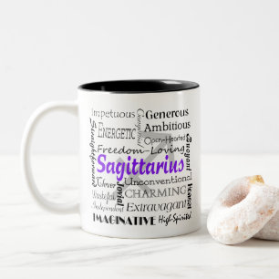 Caneca De Café Em Dois Tons Astrologia Sagitário Personalizada Zodíaco Horos