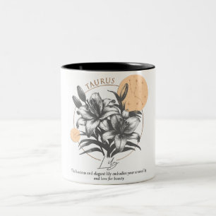 Caneca De Café Em Dois Tons Astrologia/Taurus Sinal Zodiac Flor Lily