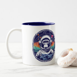 Caneca De Café Em Dois Tons Astronauta do Macaco Espacial