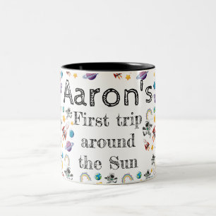 Caneca De Café Em Dois Tons Astronauta Espacial Primeiro Convite de aniversári