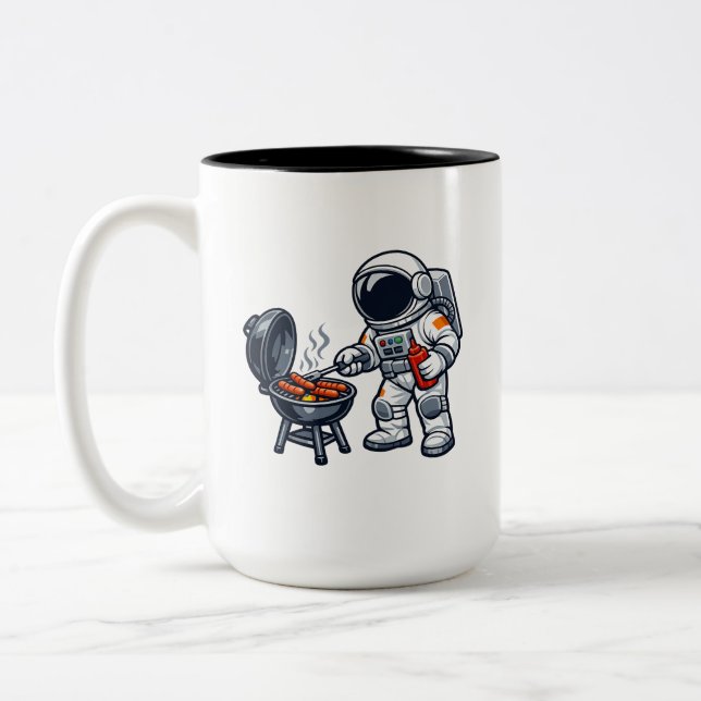 Caneca De Café Em Dois Tons Astronauta Grelhando (Esquerda)