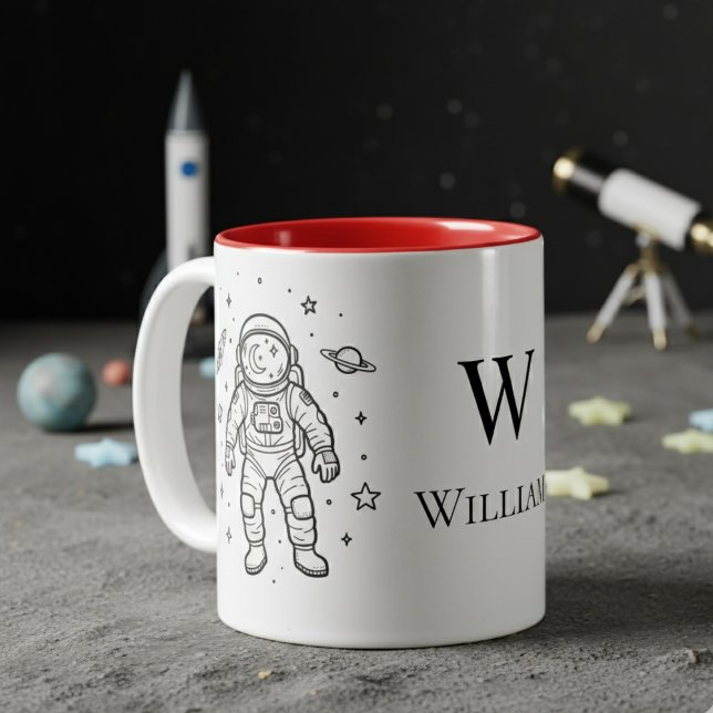 Caneca De Café Em Dois Tons Astronauta Infantil Personalizado (Criador carregado)