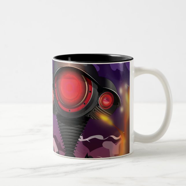 Caneca De Café Em Dois Tons Ataque de Alienígena de Ficção Científica! (Direita)
